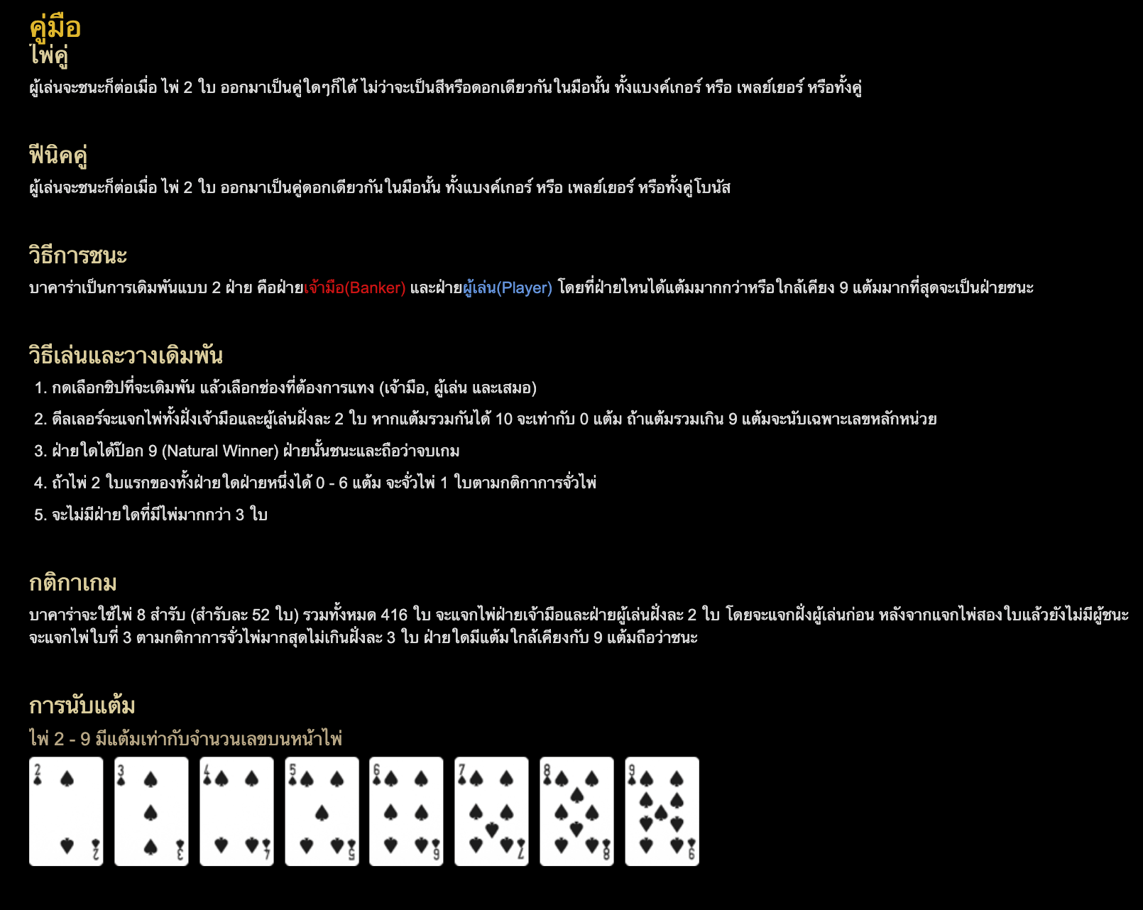 คู่มือการใช้งานและวิธีเล่นบาคาร่าเบื้องต้น