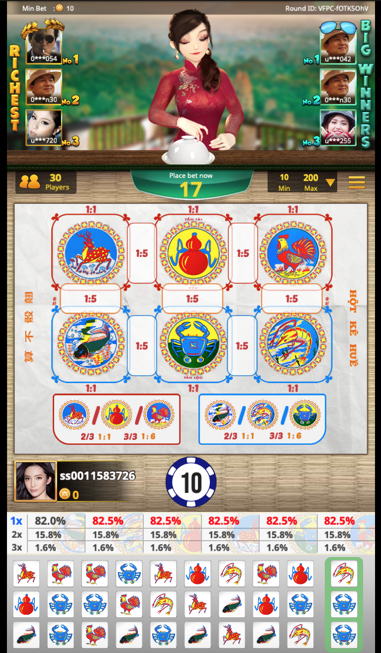 หน้าตาของเกม น้ำเต้าปูปลาเวียดนาม 